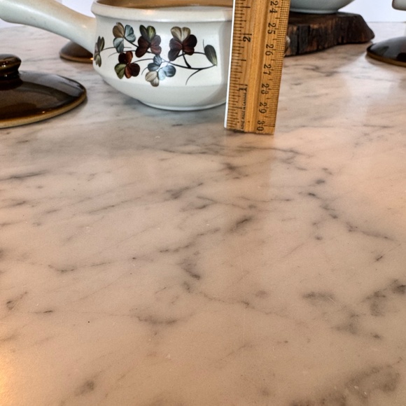 Vintage Denby "Shamrock" covered handled French onion soup bowls. 1/2 pint - Picture 7 of 9